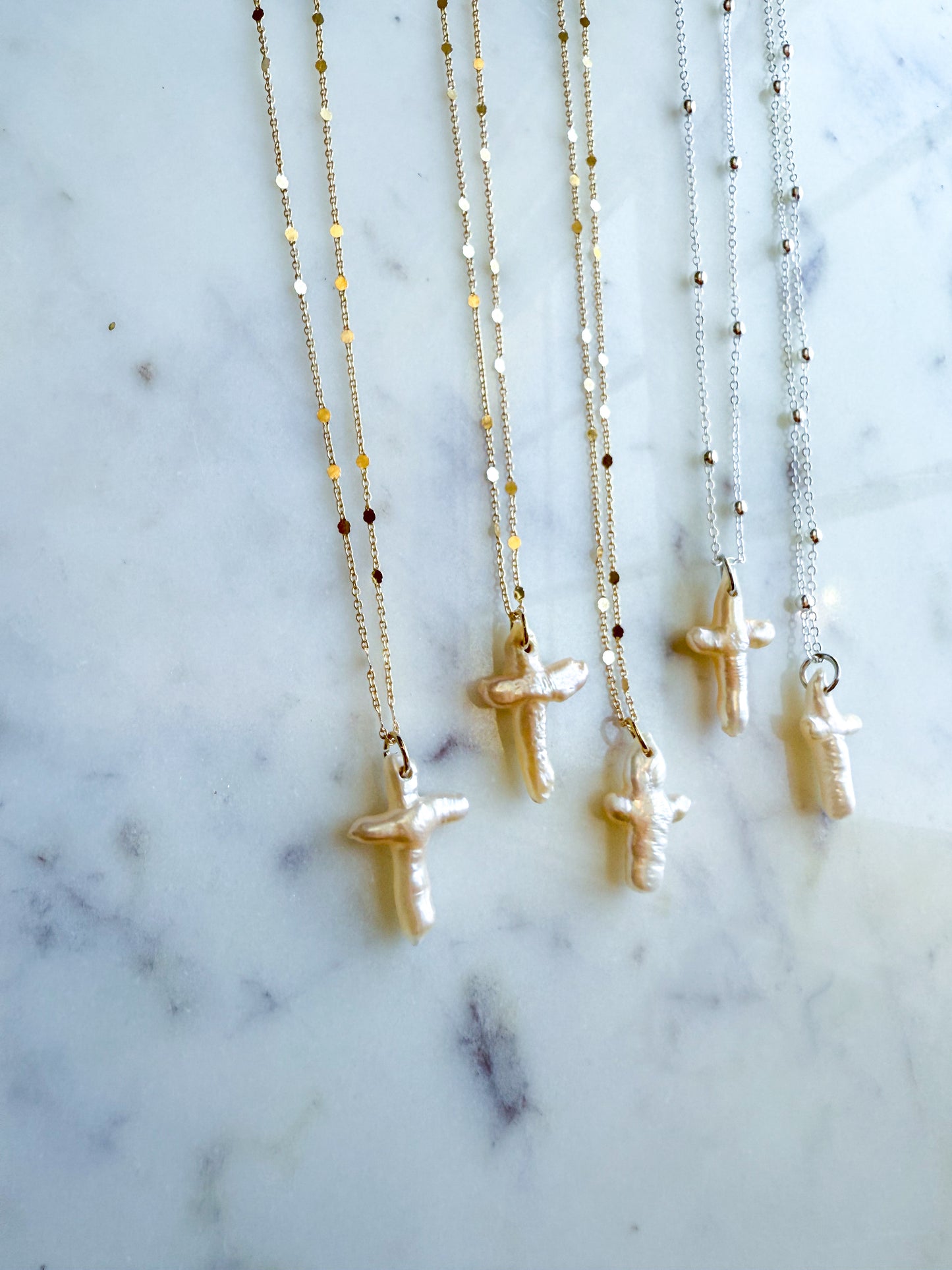 Fresh Water Pearl Cross Necklace