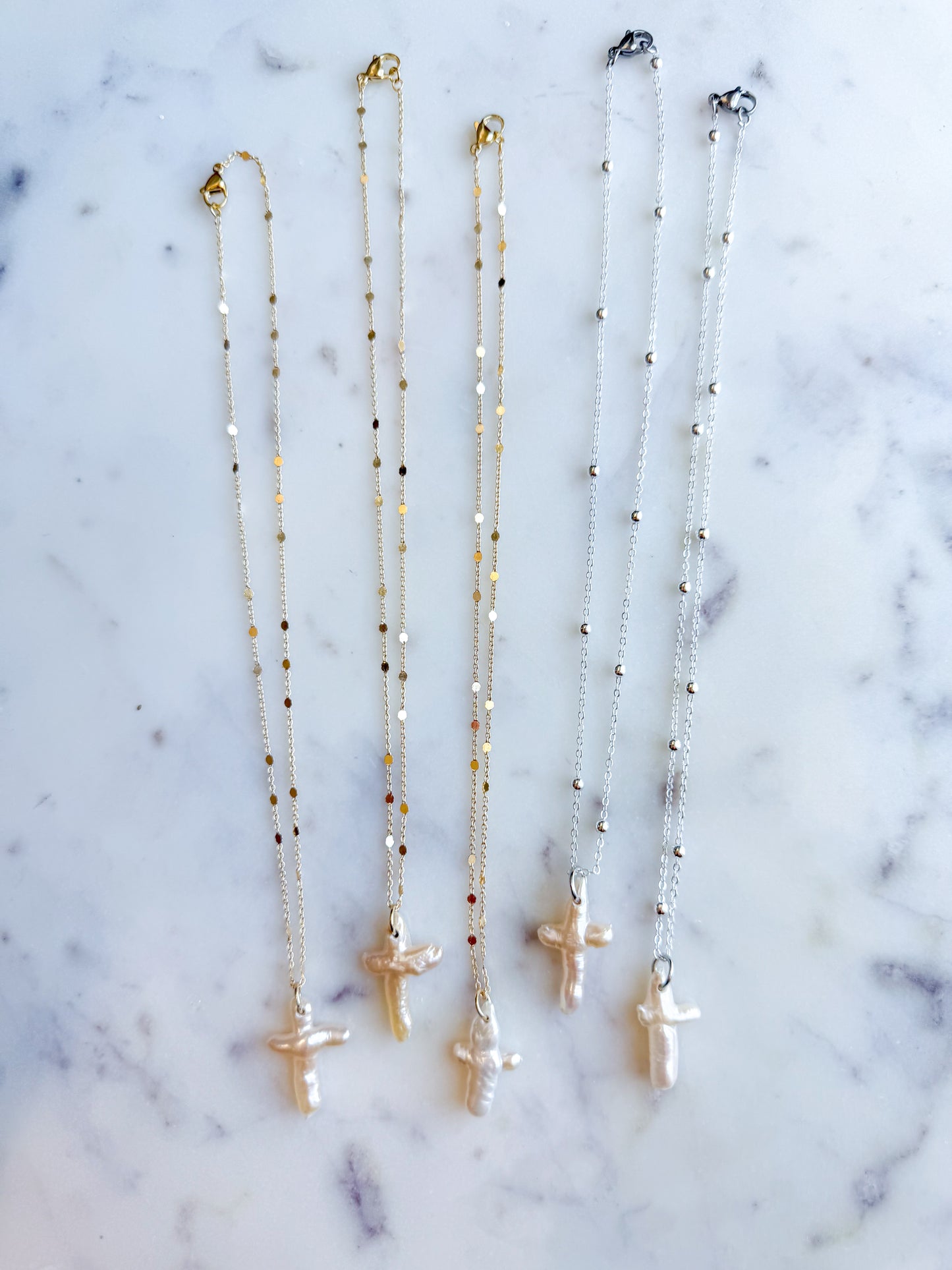 Fresh Water Pearl Cross Necklace