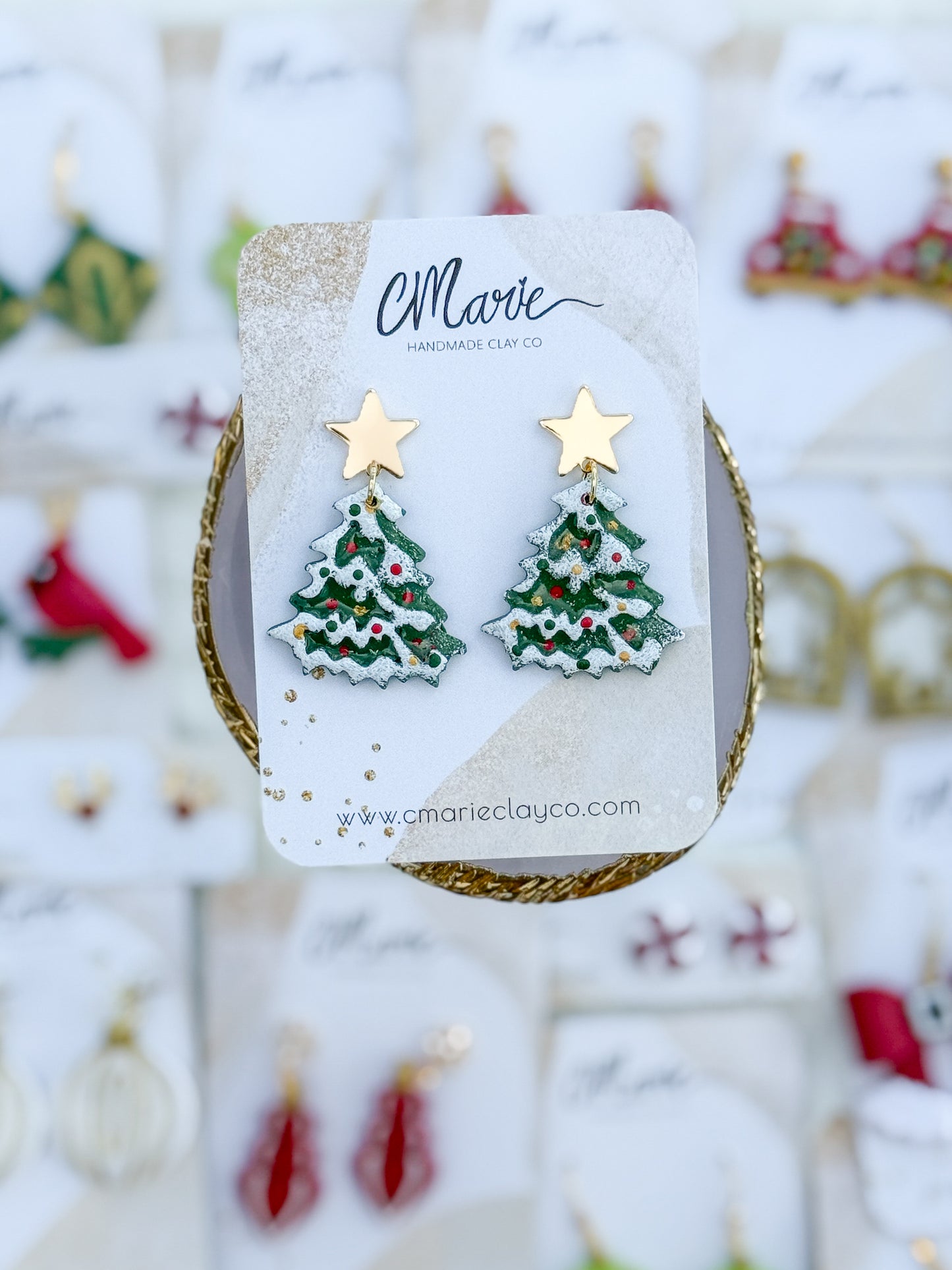 Snowy Christmas Tree Earrings