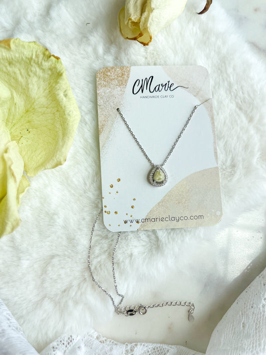 925 Sterling Halo Tear Drop Necklace 6x8mm