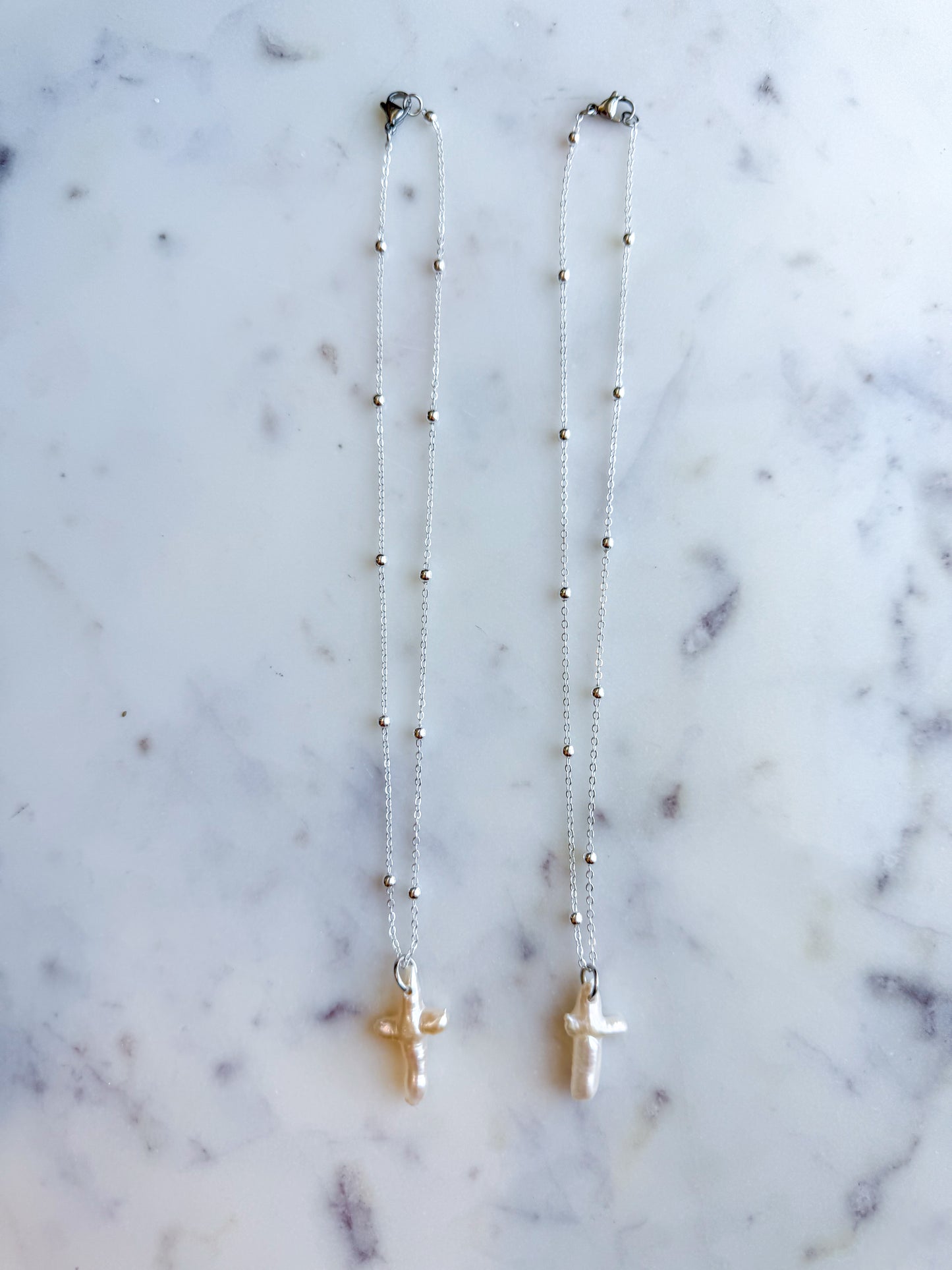 Fresh Water Pearl Cross Necklace
