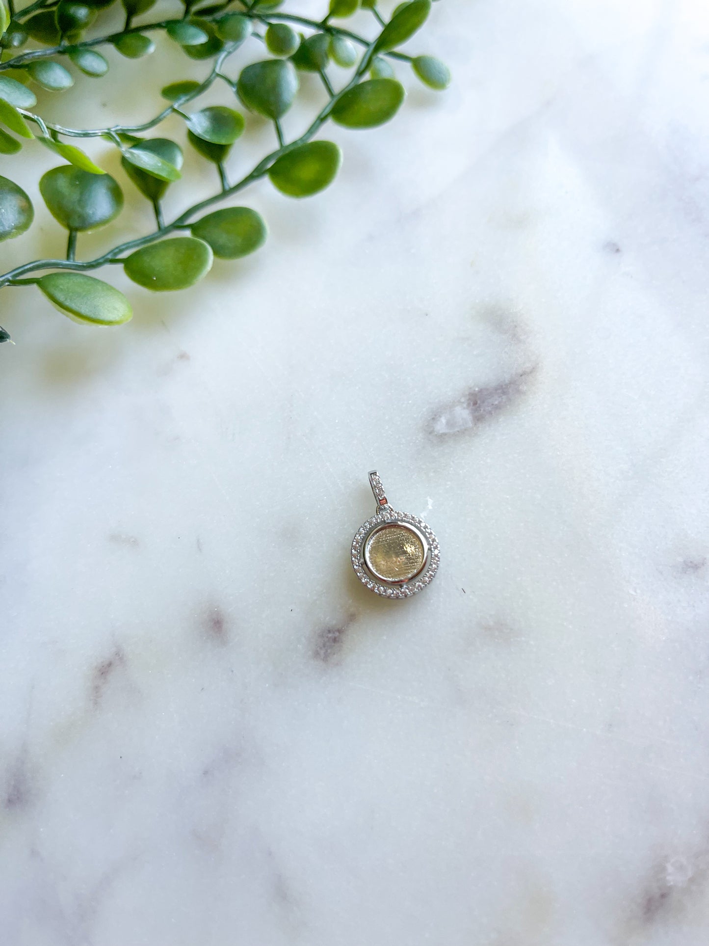 925 Sterling 8mm Round Halo Necklace/Pendant