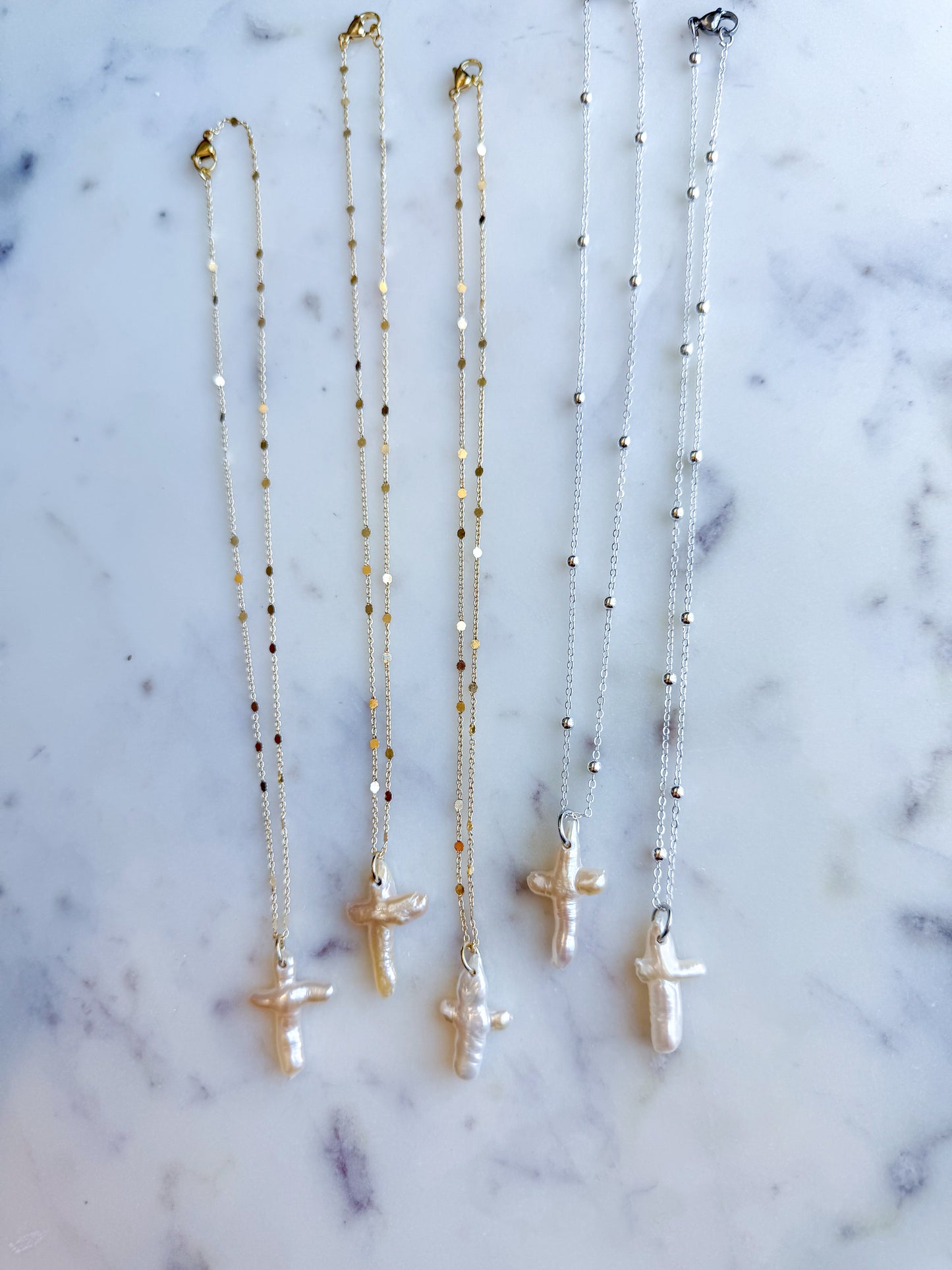 Fresh Water Pearl Cross Necklace