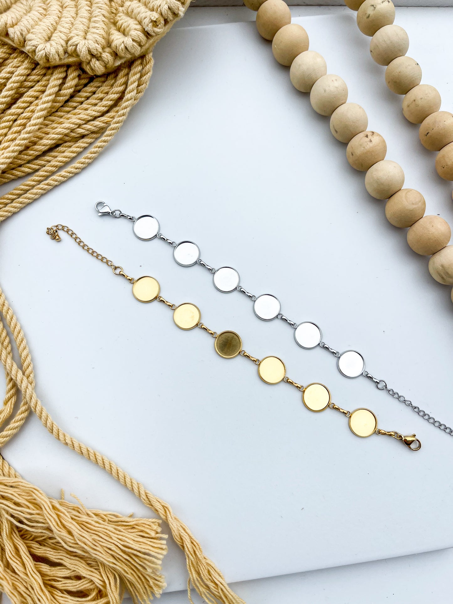 Stainless Steel Round Stone Chain Bracelet