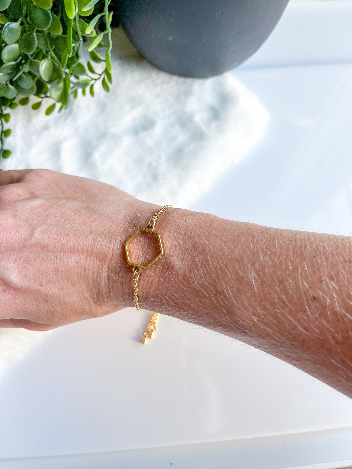 Gold Hexagon Adjustable Bracelet Chain