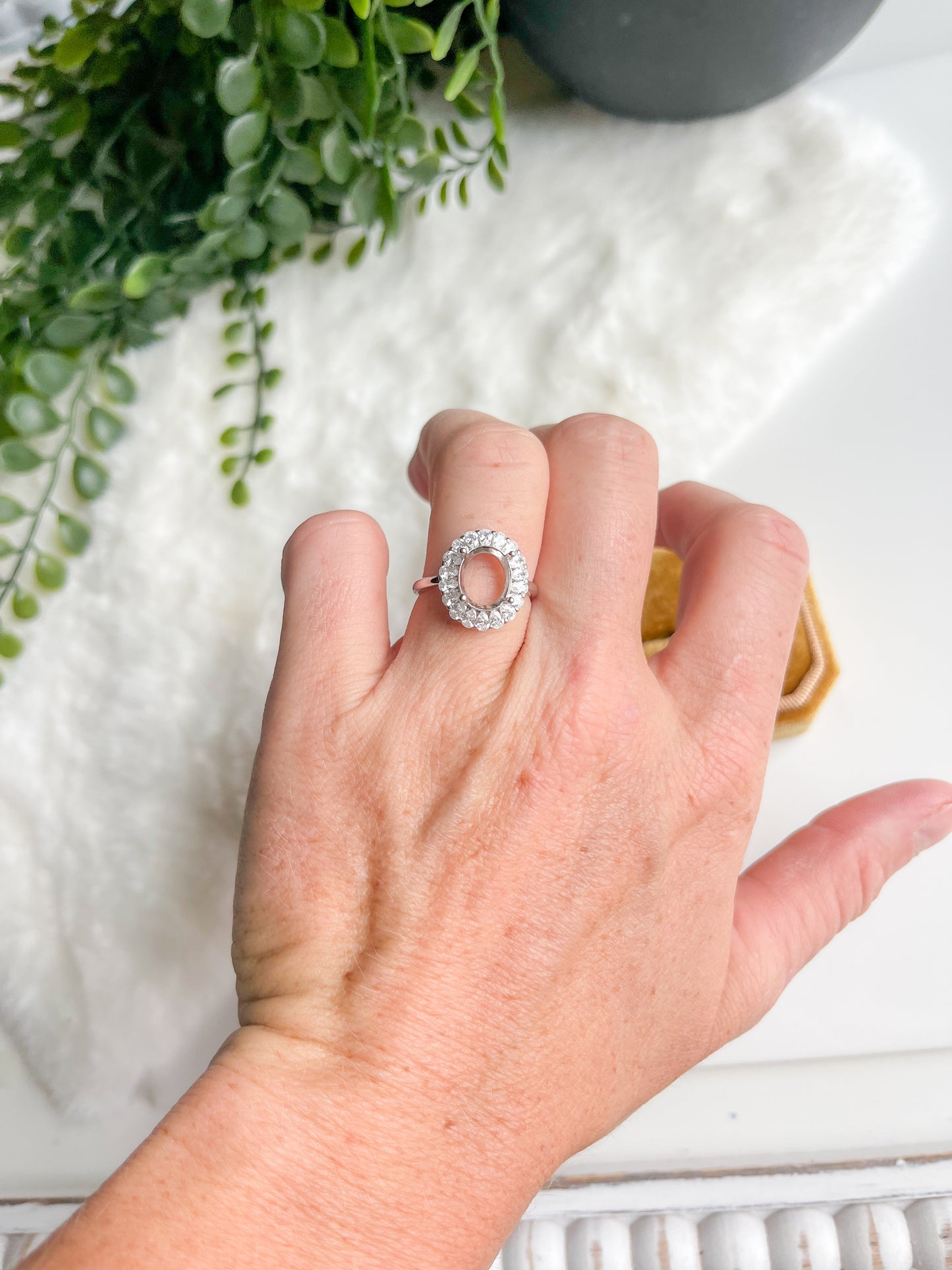 925 Sterling Oval Halo Ring 8x10mm