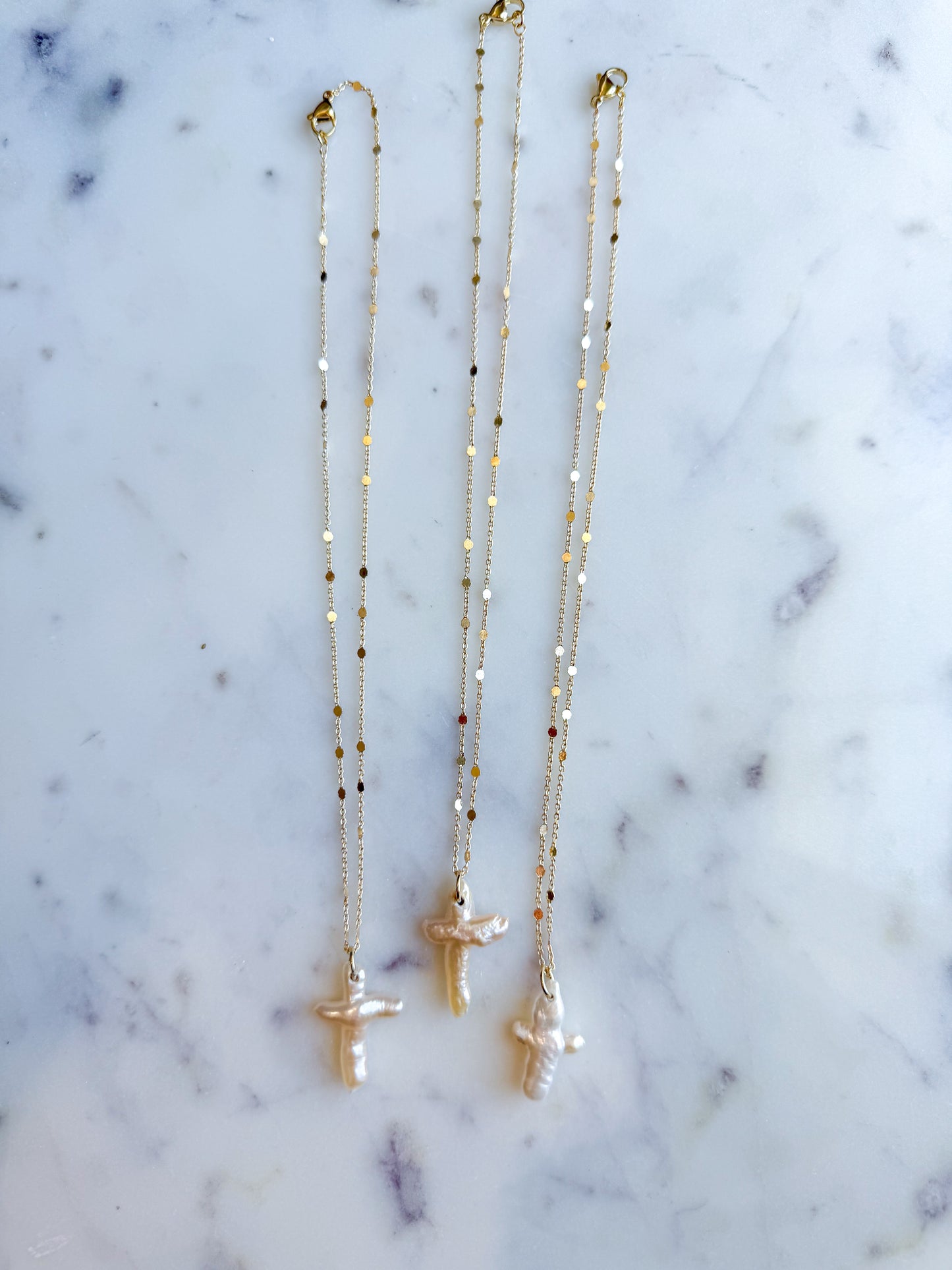 Fresh Water Pearl Cross Necklace