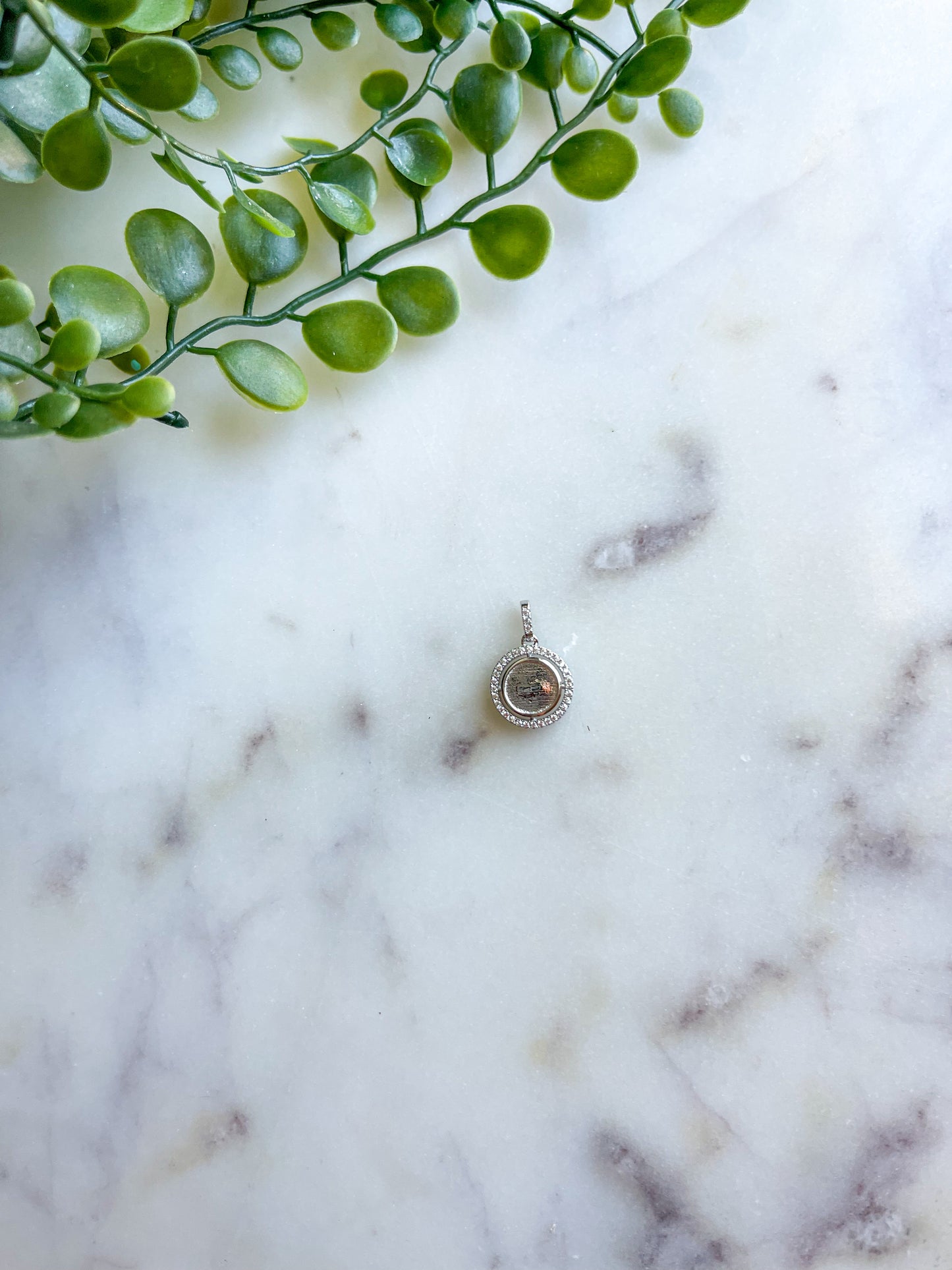 925 Sterling 8mm Round Halo Necklace/Pendant