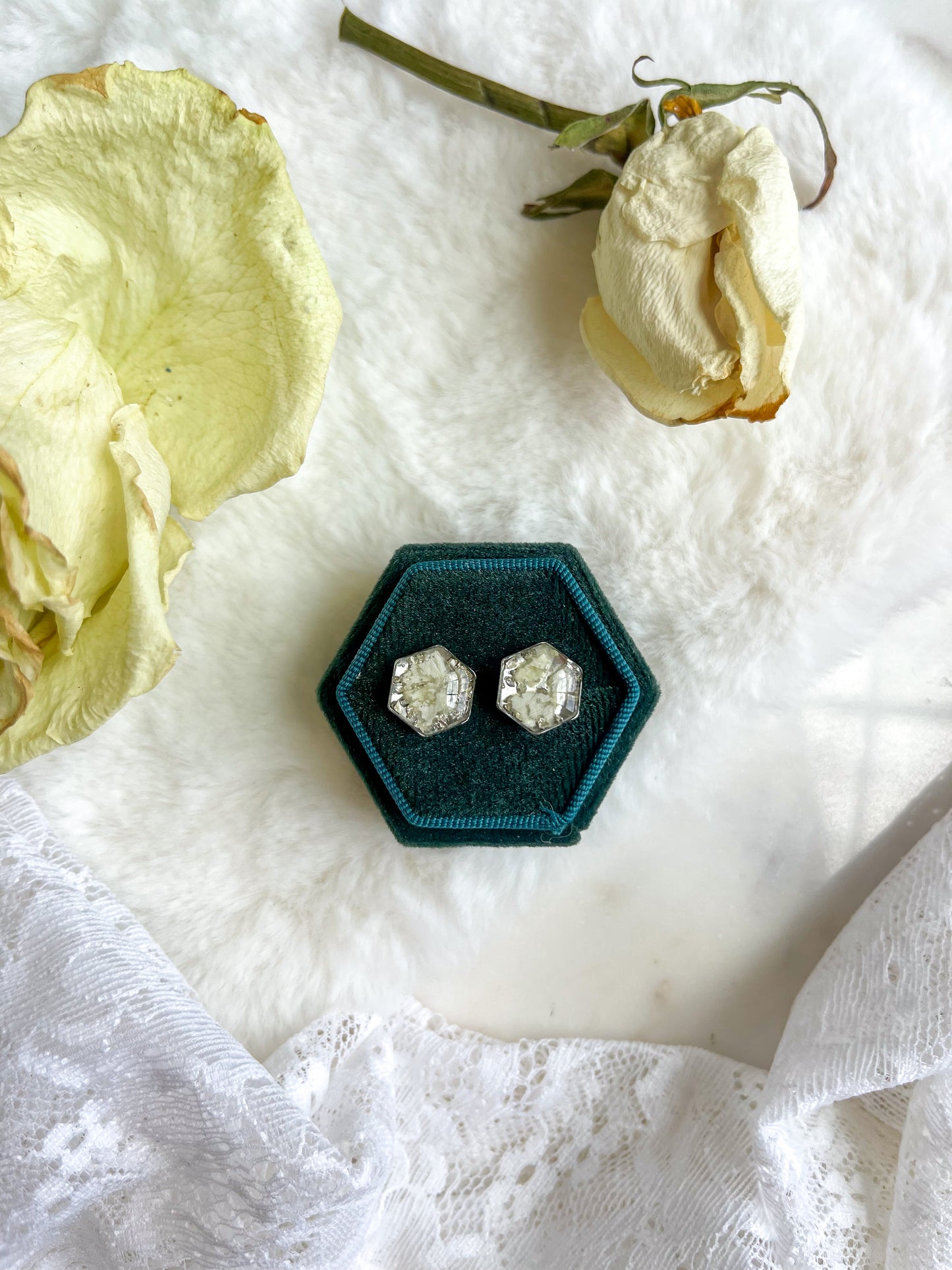 Silver Hexagon Earring Blank Silver