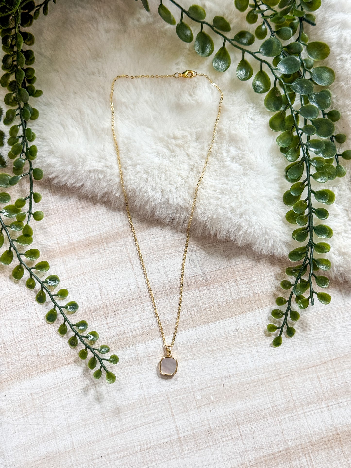 11*17MM Brass Square Charm Necklace