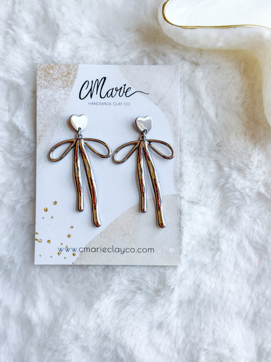 Bow Dangle Earring Gold & Silver Options