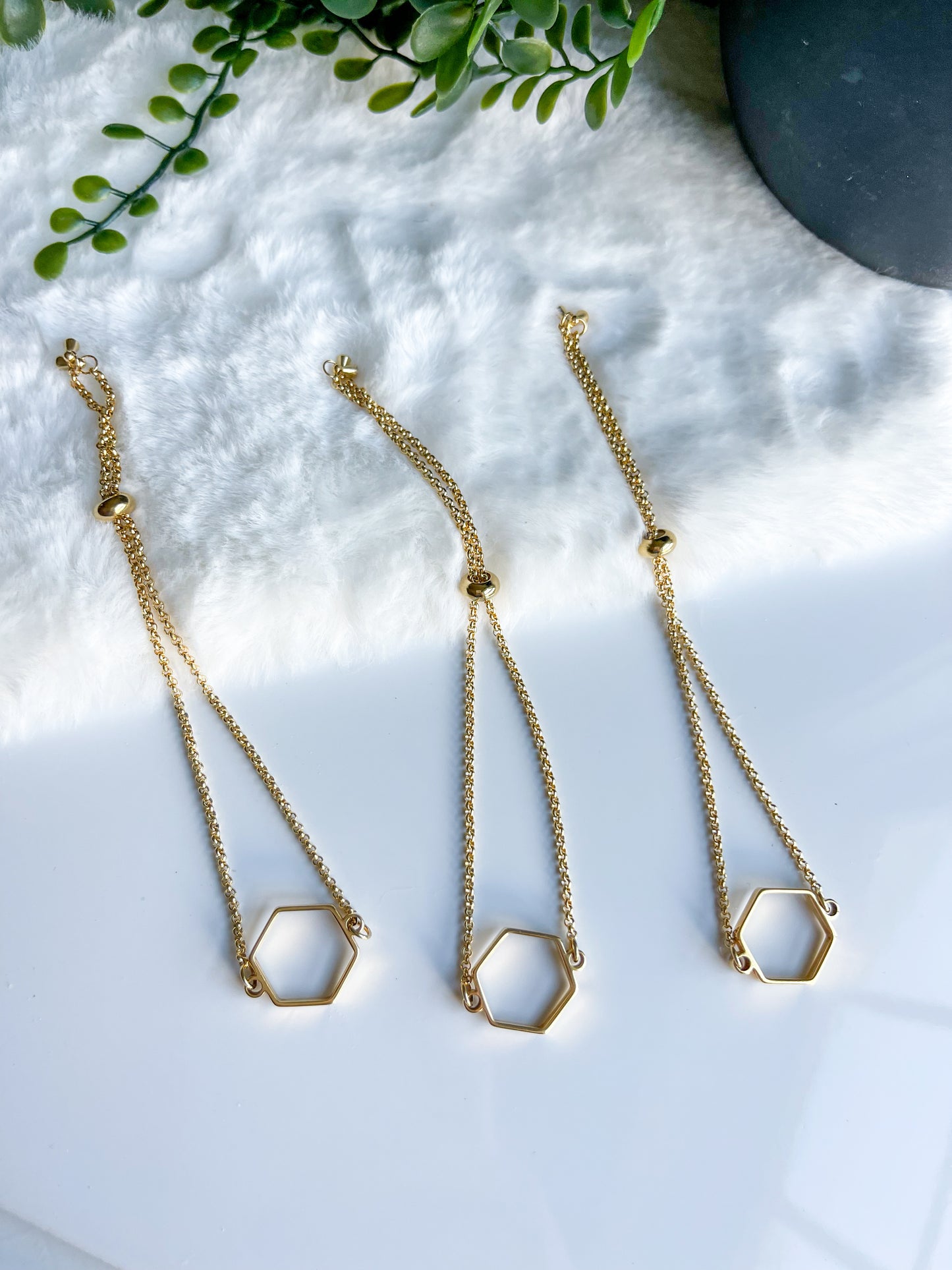 Gold Hexagon Adjustable Bracelet Chain
