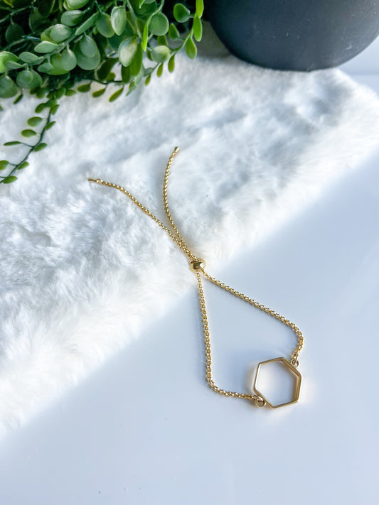 Gold Hexagon Adjustable Bracelet Chain