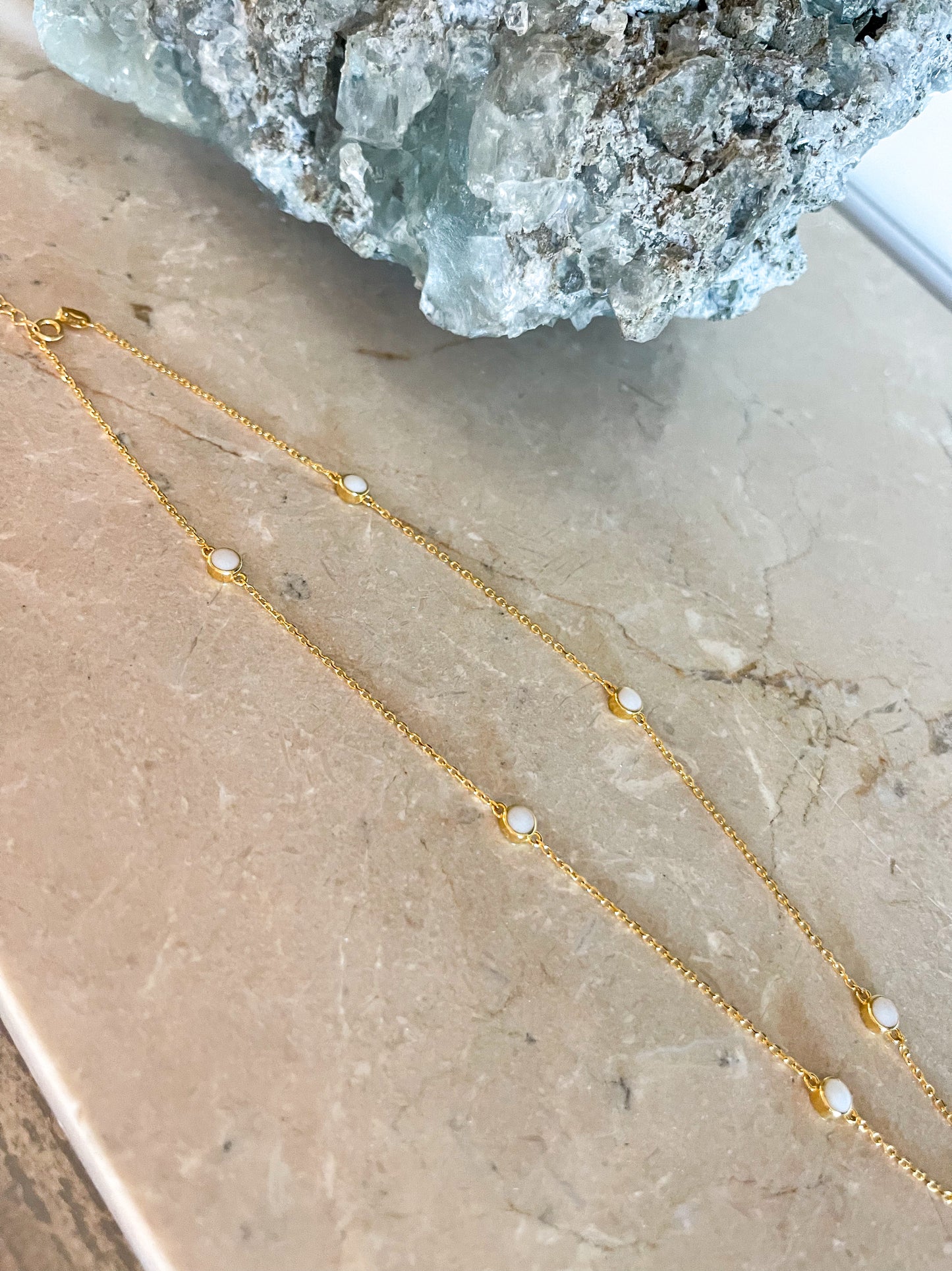 925 Sterling Small Round Multiple Stone Necklace