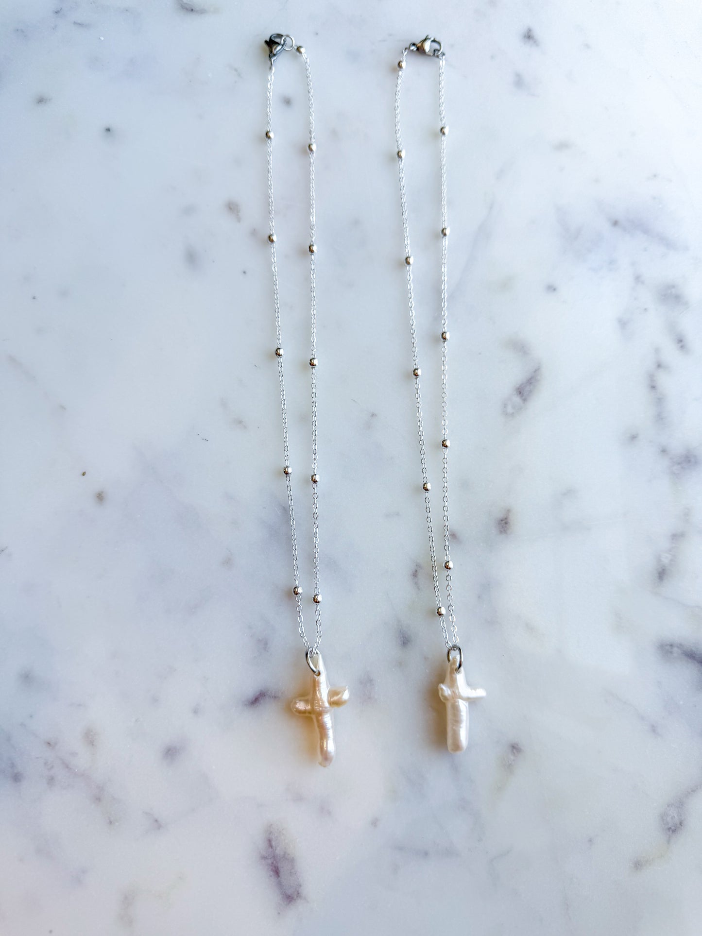 Fresh Water Pearl Cross Necklace