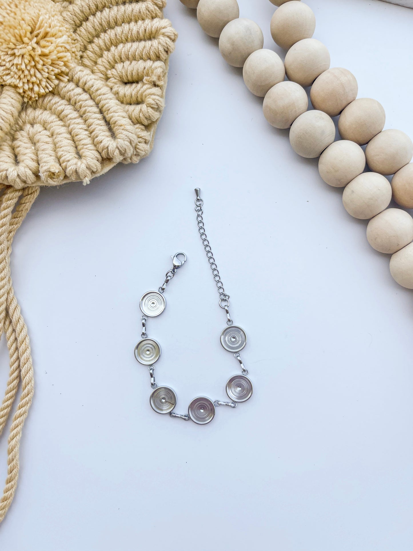 Stainless Steel Round Stone Chain Bracelet