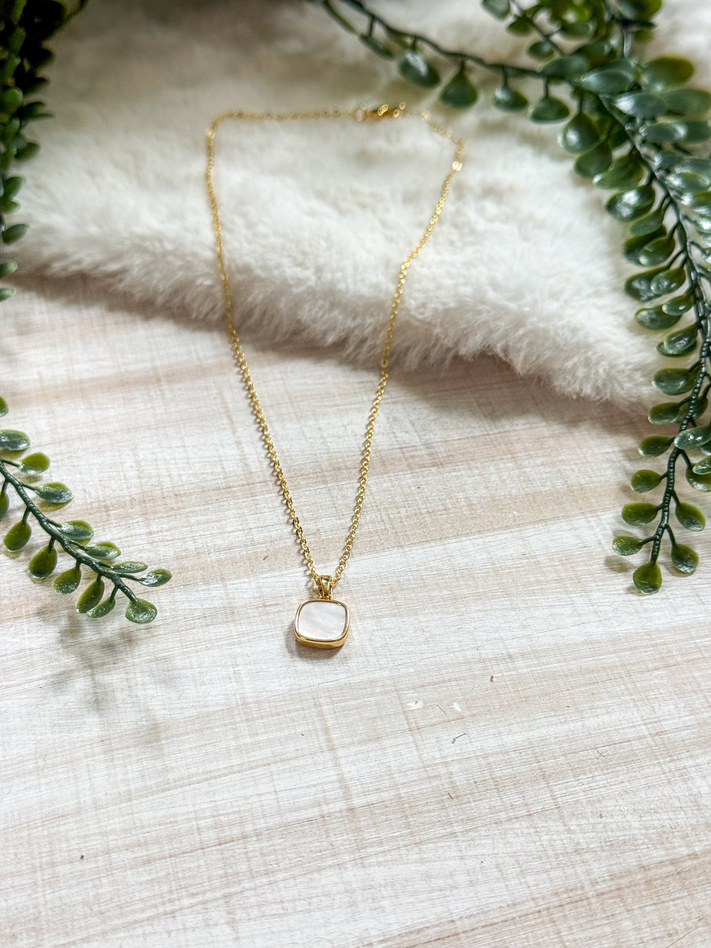 11*17MM Brass Square Charm Necklace