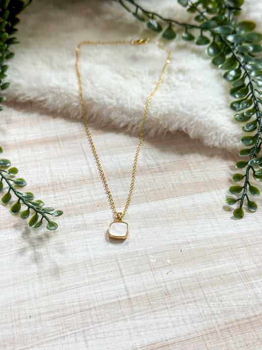 11*17MM Brass Square Charm Necklace