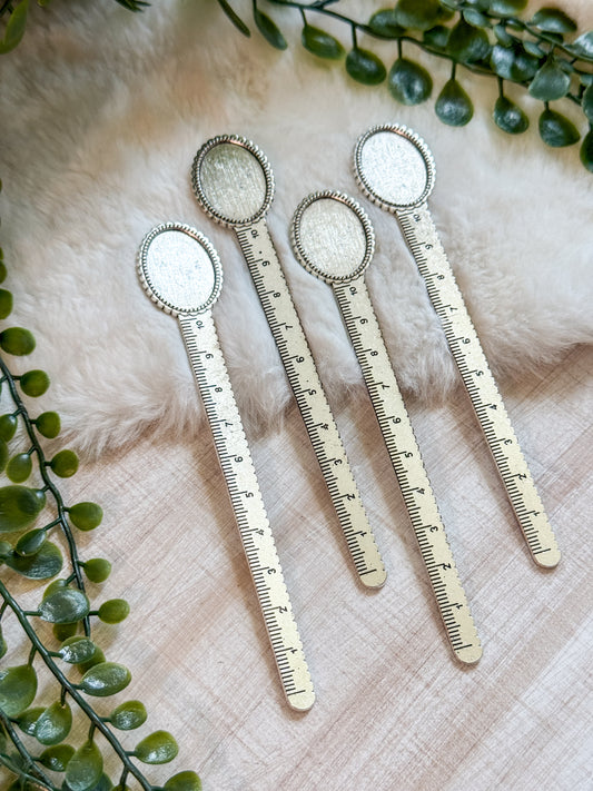 Antique Silver 20mm/18x25mm Ruler Bookmark