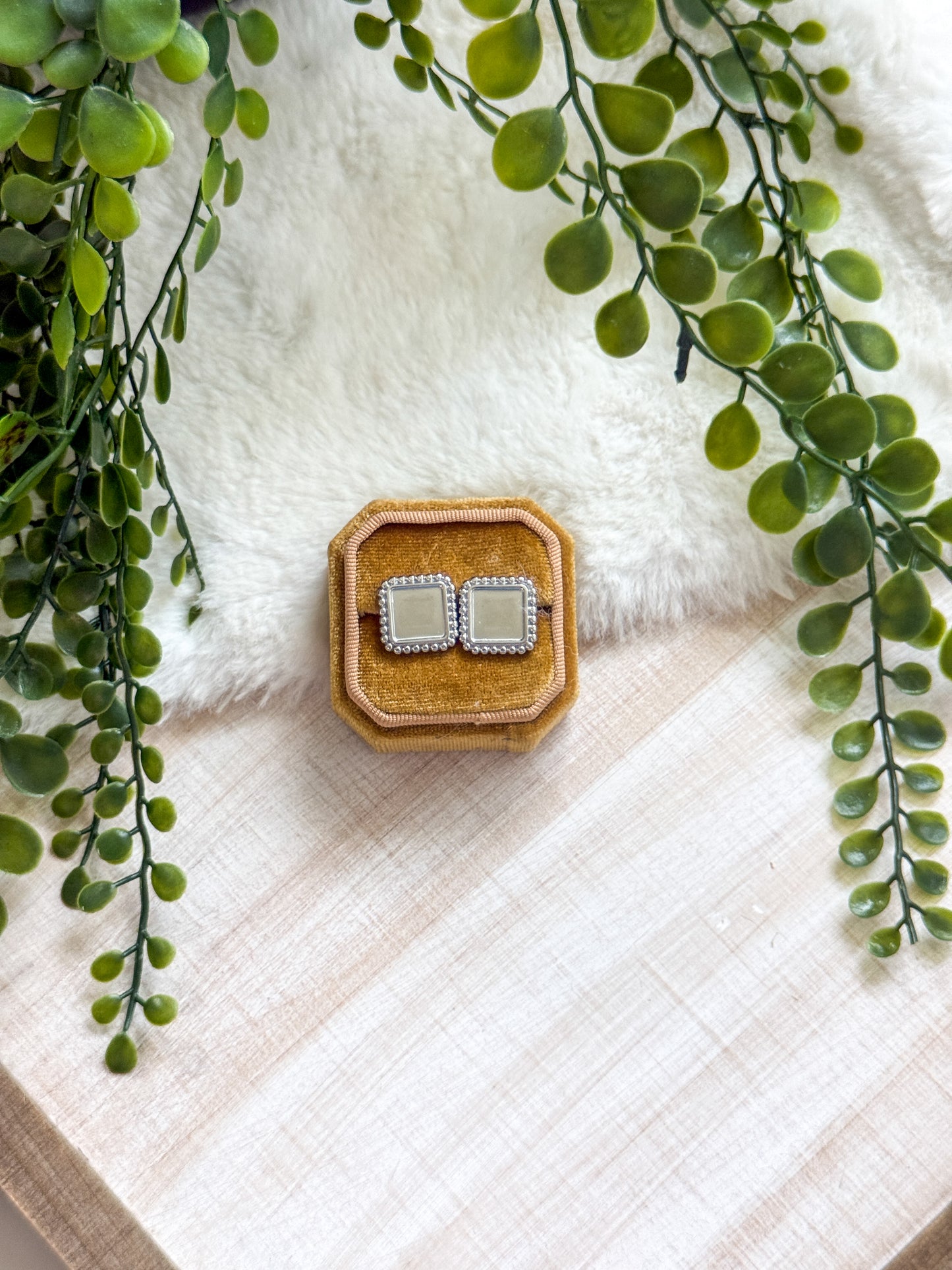 16mm Square Bezel Stainless Steel Earring