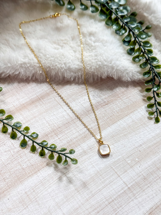 11*17MM Brass Square Charm Necklace