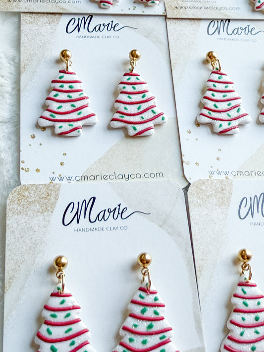 Christmas Tree Cake Dangle Earrings