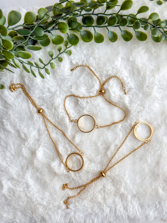 Gold Round Adjustable Bracelet Chain