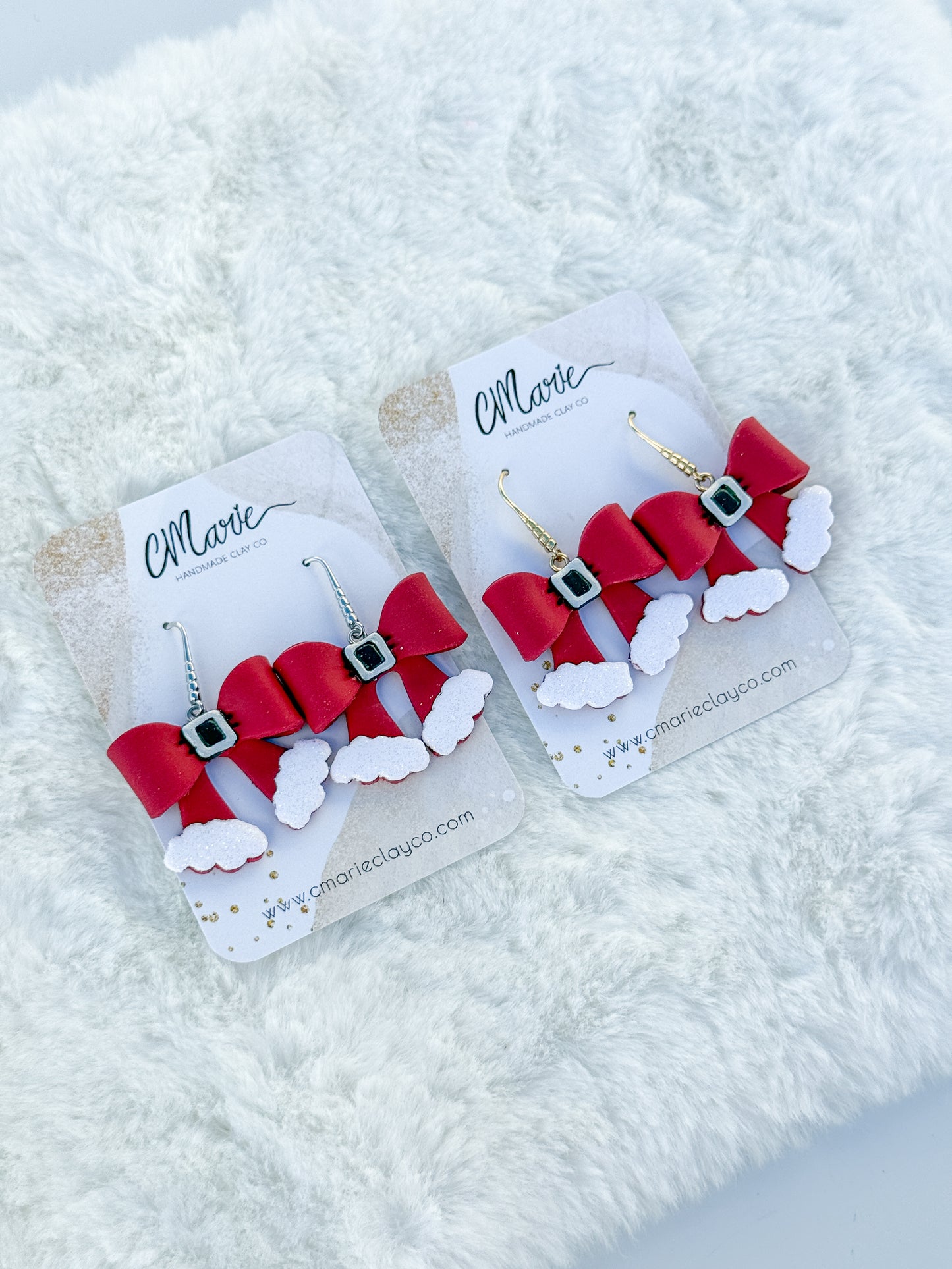 Mrs. Claus Bow Dangle Earrings