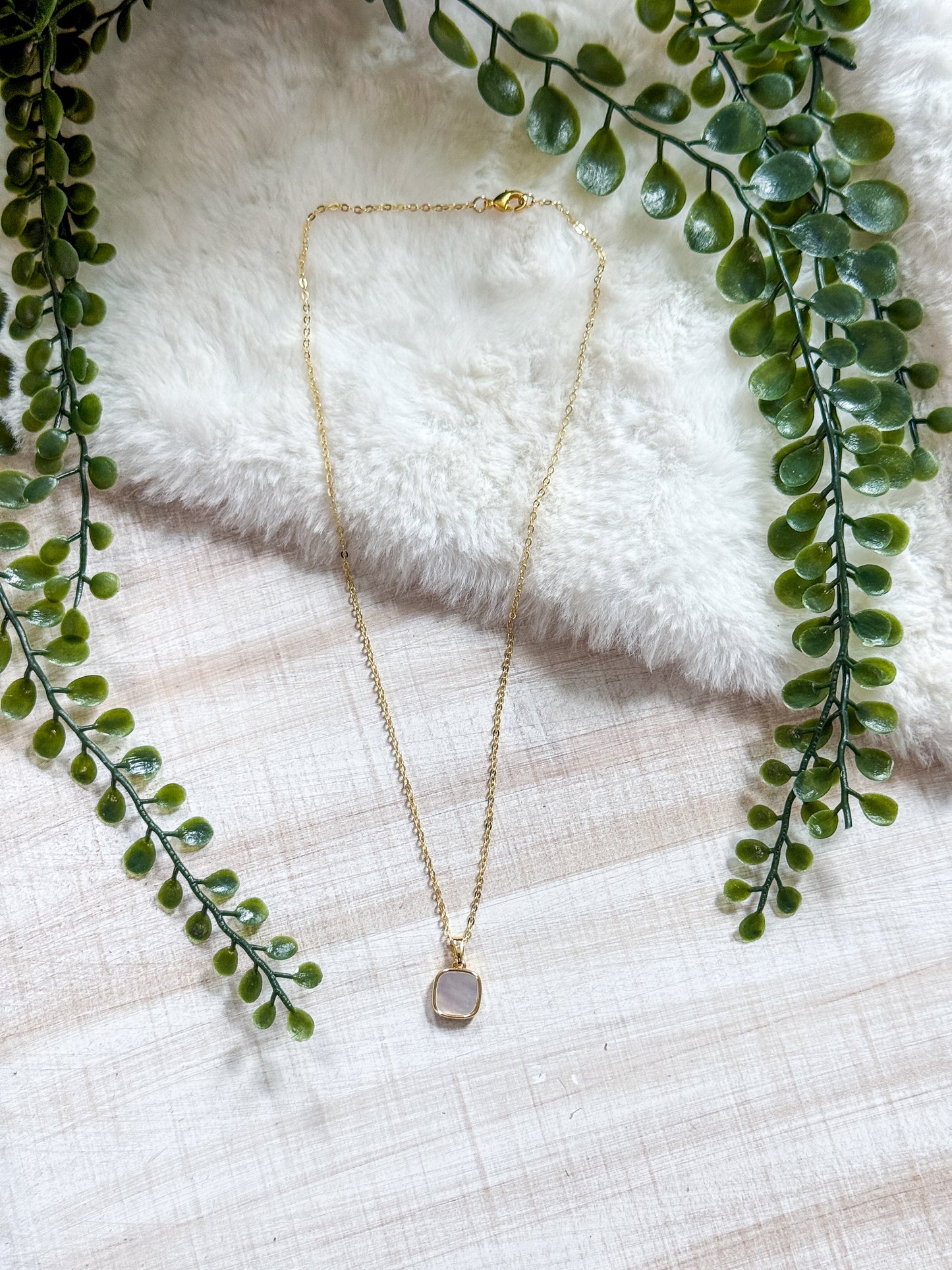 11*17MM Brass Square Charm Necklace