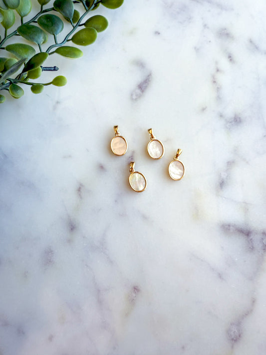 14K Gold Covered Brass 9x14mm Shell Oval Necklace Pendants