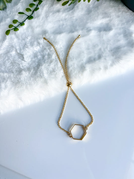 Gold Hexagon Adjustable Bracelet Chain