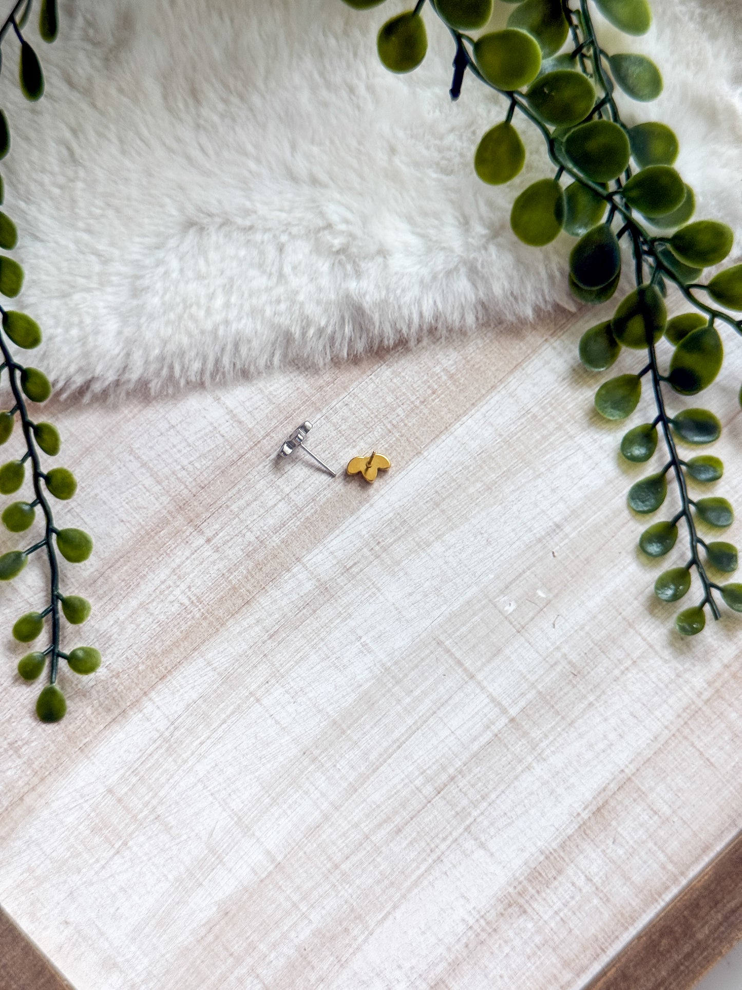 Stainless Steel 3 Stones Marquise Bezel Stud
