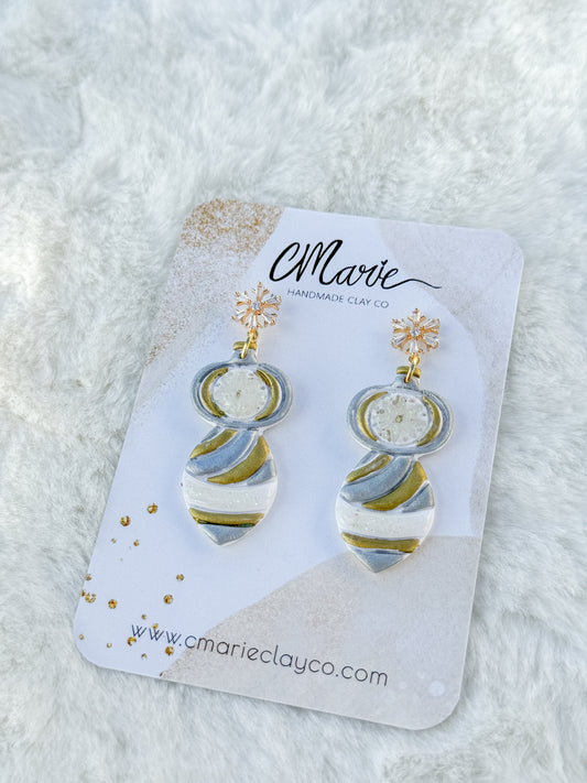 Gold and Silver Vintage Style Ornament Earrings