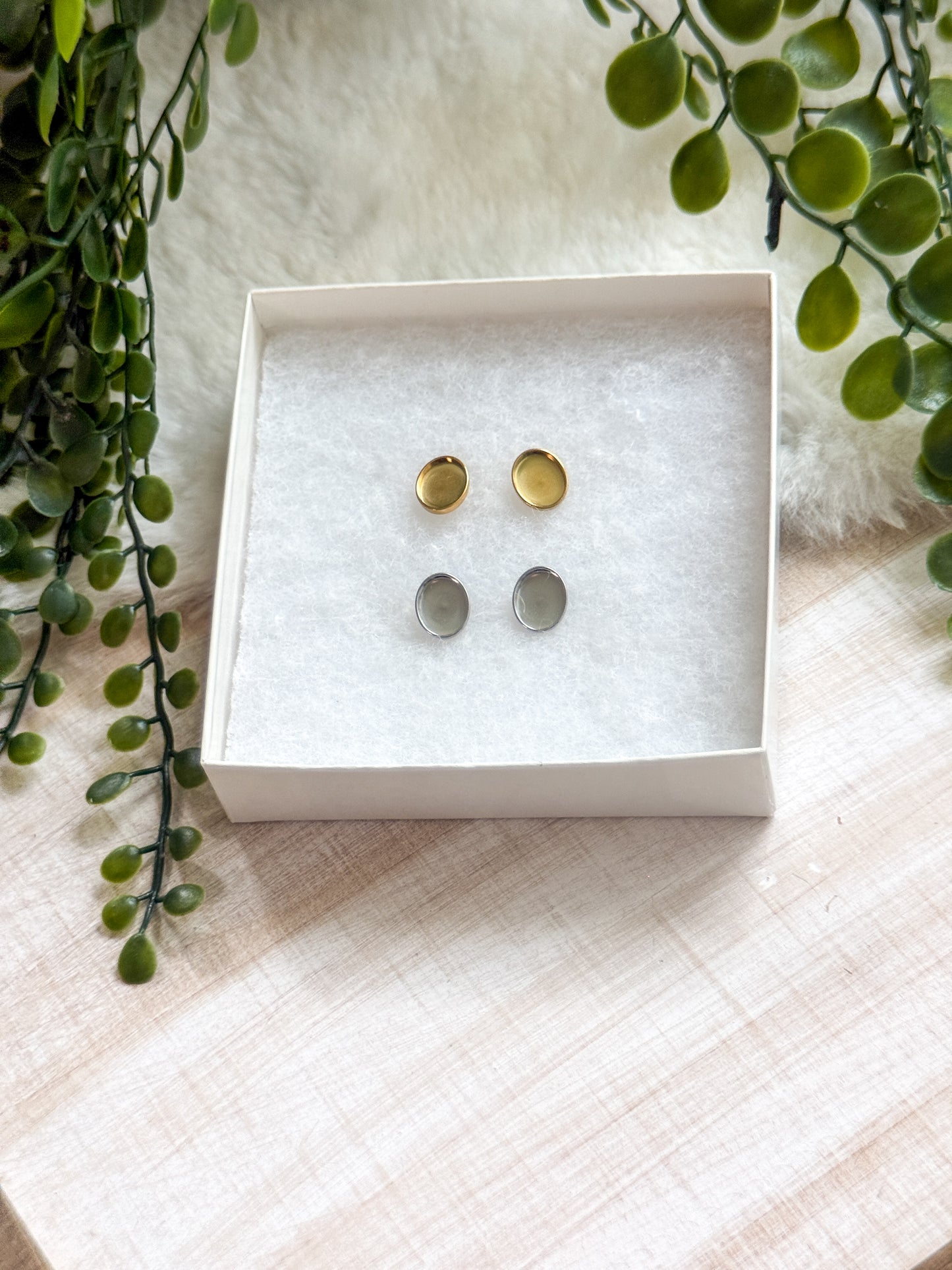 8x10MM Oval Studs Stainless Steel Earrings