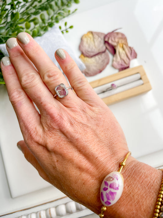 925 Sterling Emerald Rectangle Ring 8x10mm Stone