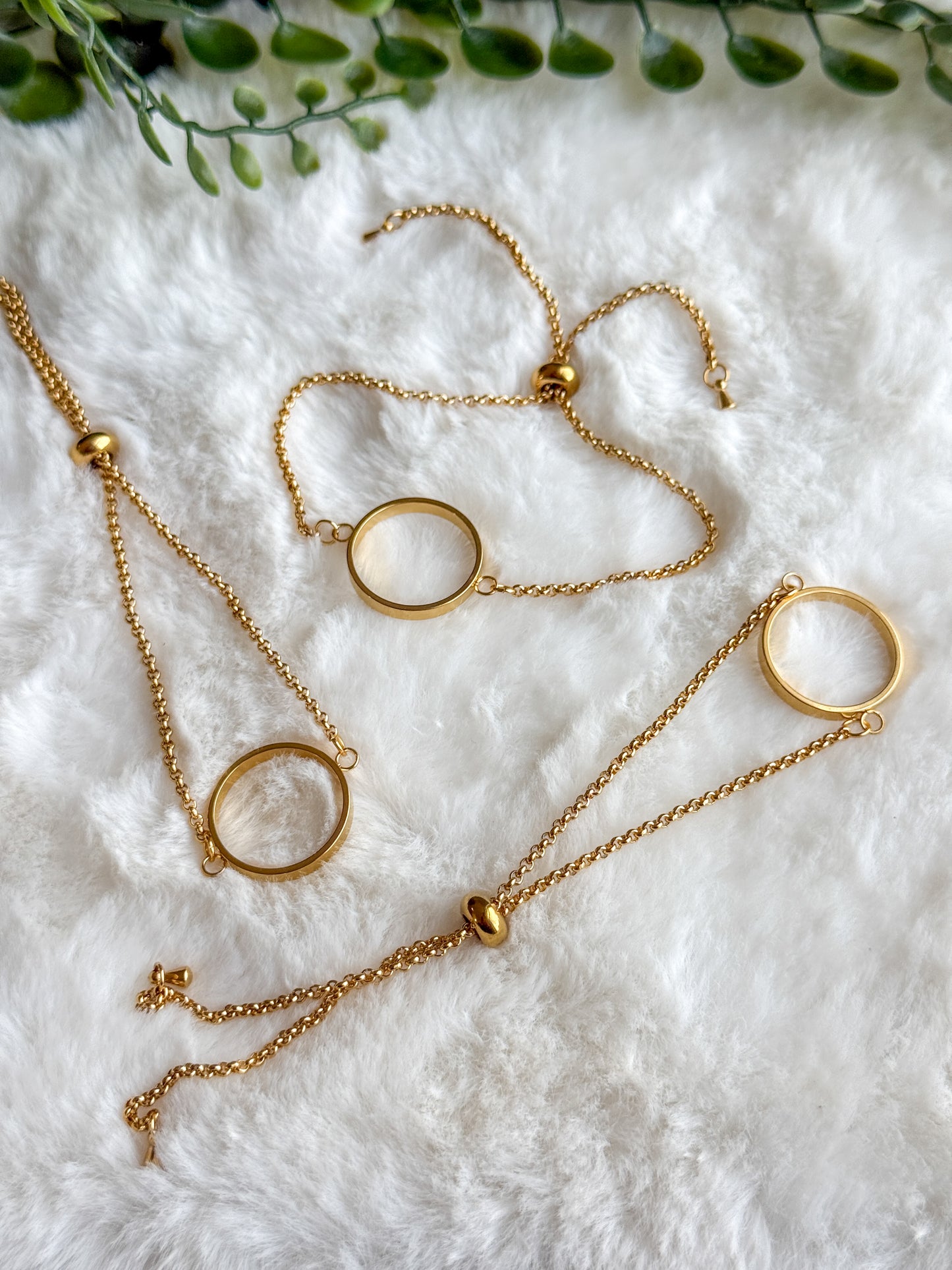 Gold Round Adjustable Bracelet Chain