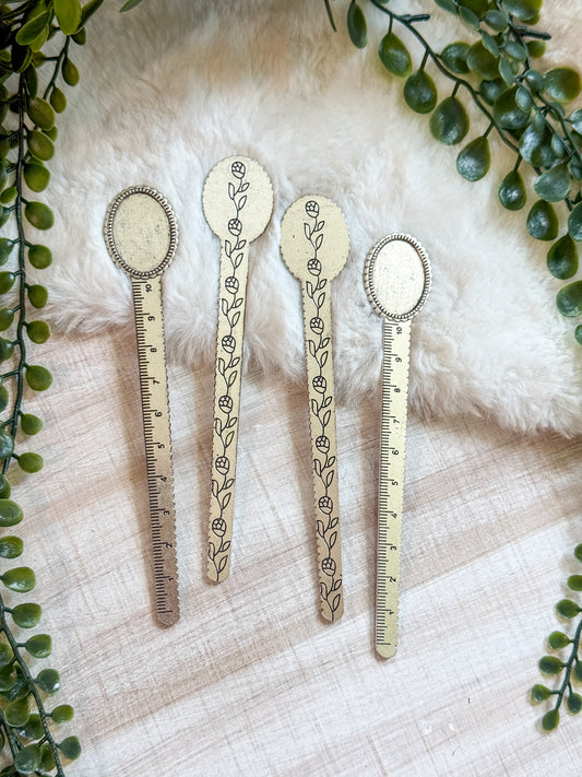 Antique Silver 20mm/18x25mm Ruler Bookmark