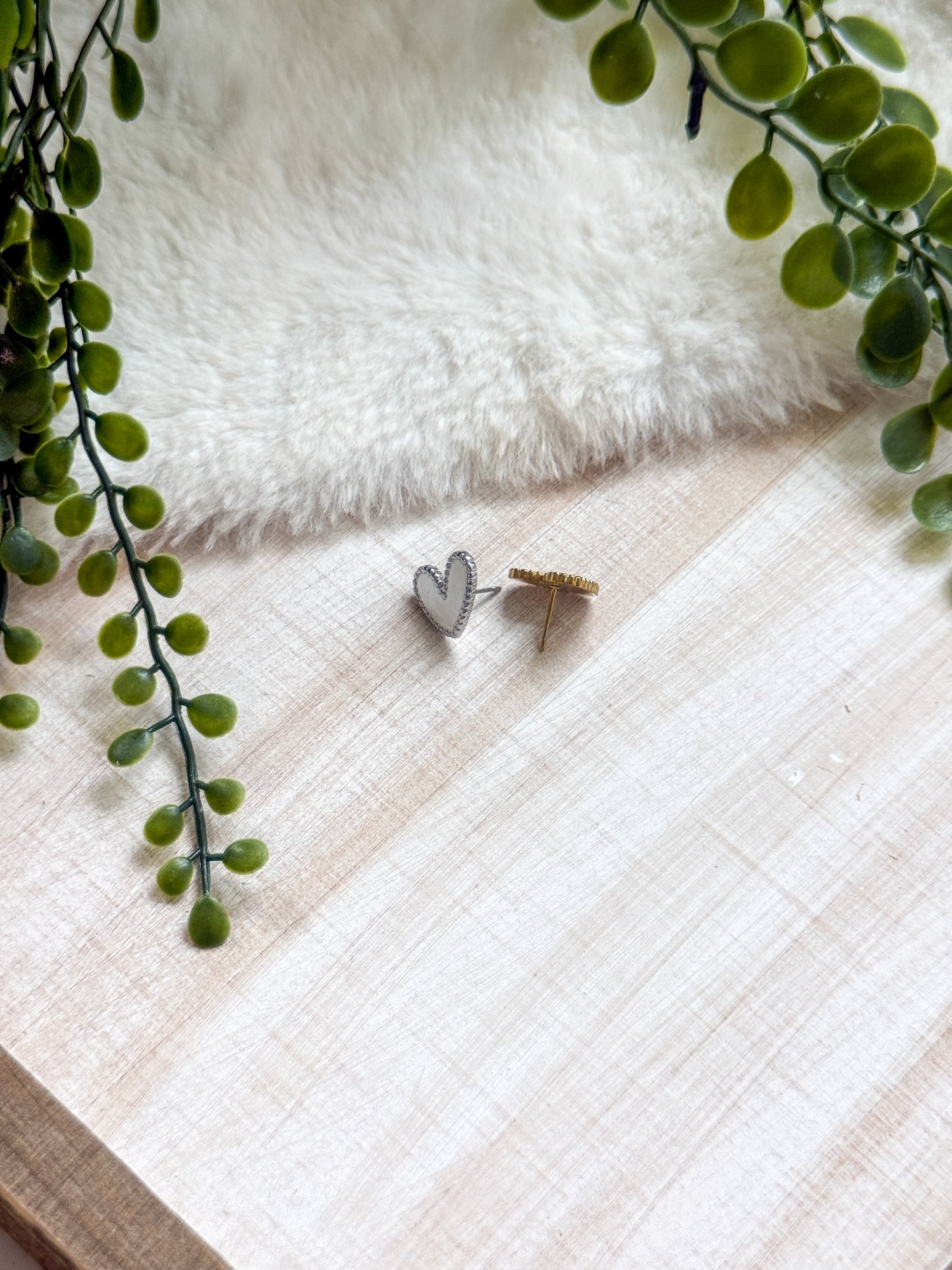 Heart Bezel Earring Studs