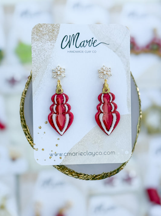 Red and White Ornament Earrings