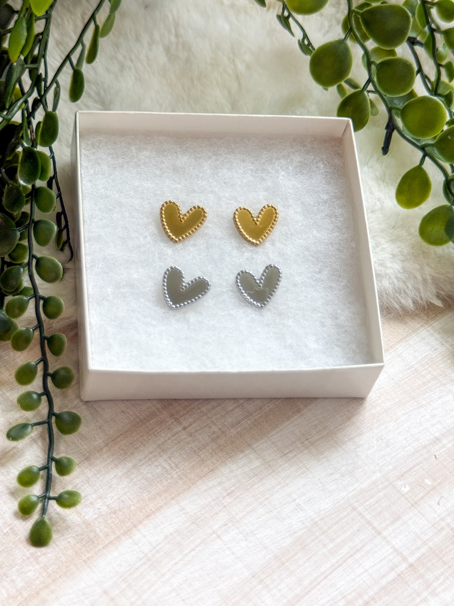 Heart Bezel Earring Studs