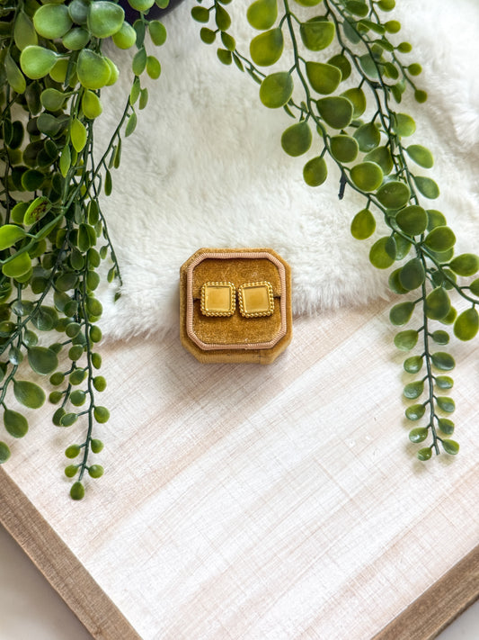 16mm Square Bezel Stainless Steel Earring