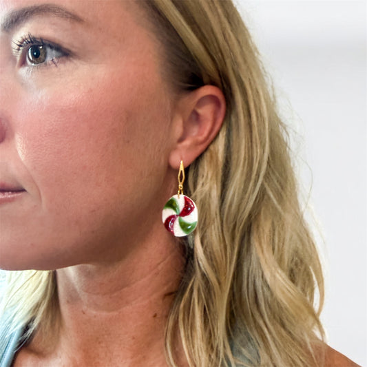 Green/Red Peppermint Dangle