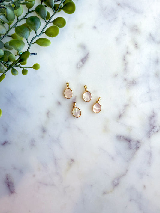 14K Gold Covered Brass 9x14mm Shell Oval Necklace Pendants