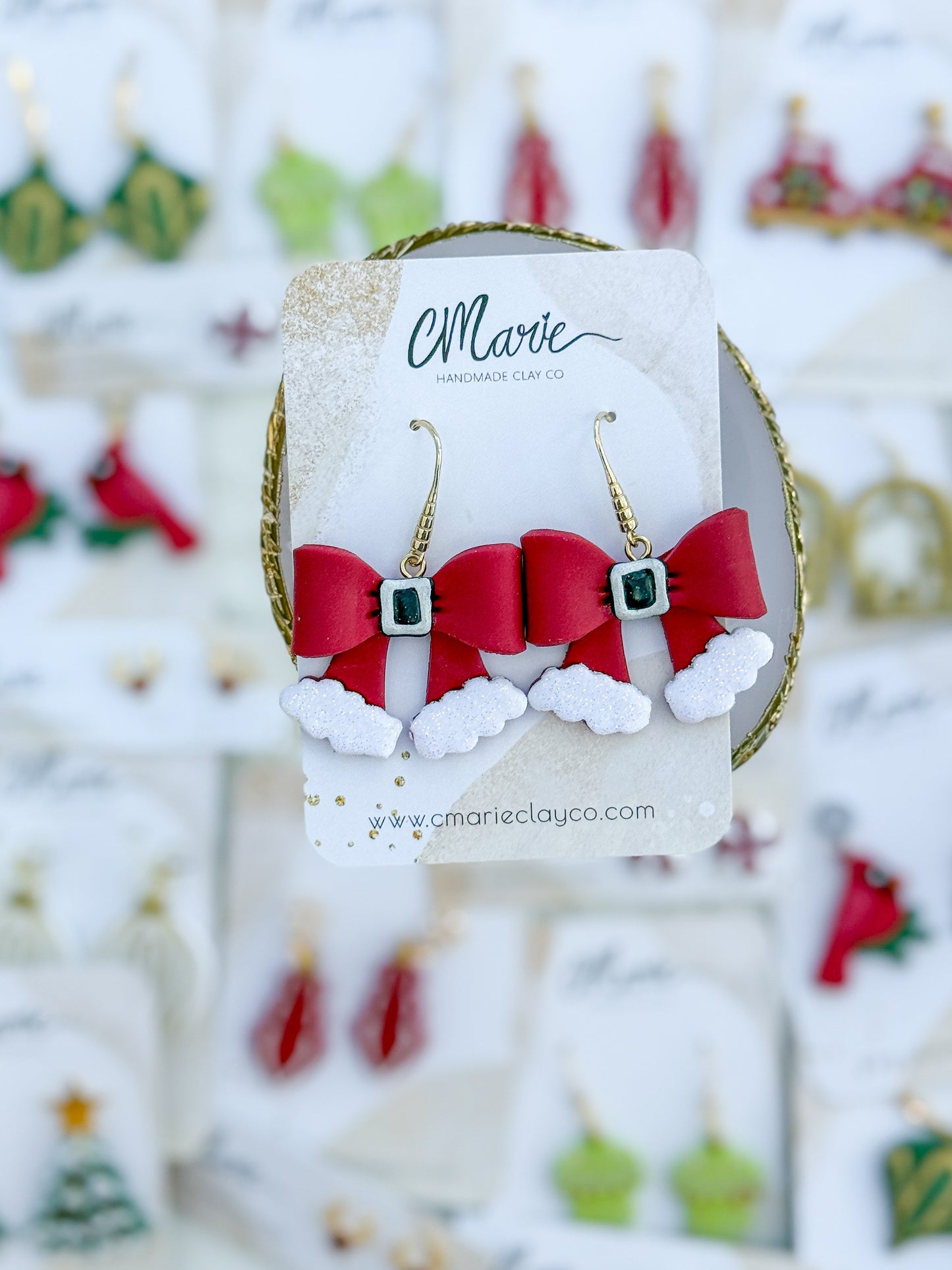 Mrs. Claus Bow Dangle Earrings