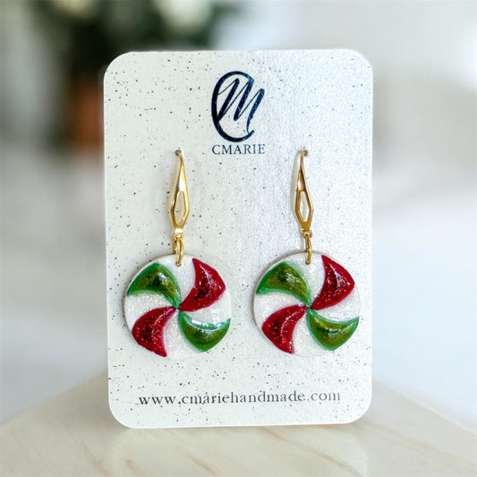 Green/Red Peppermint Dangle