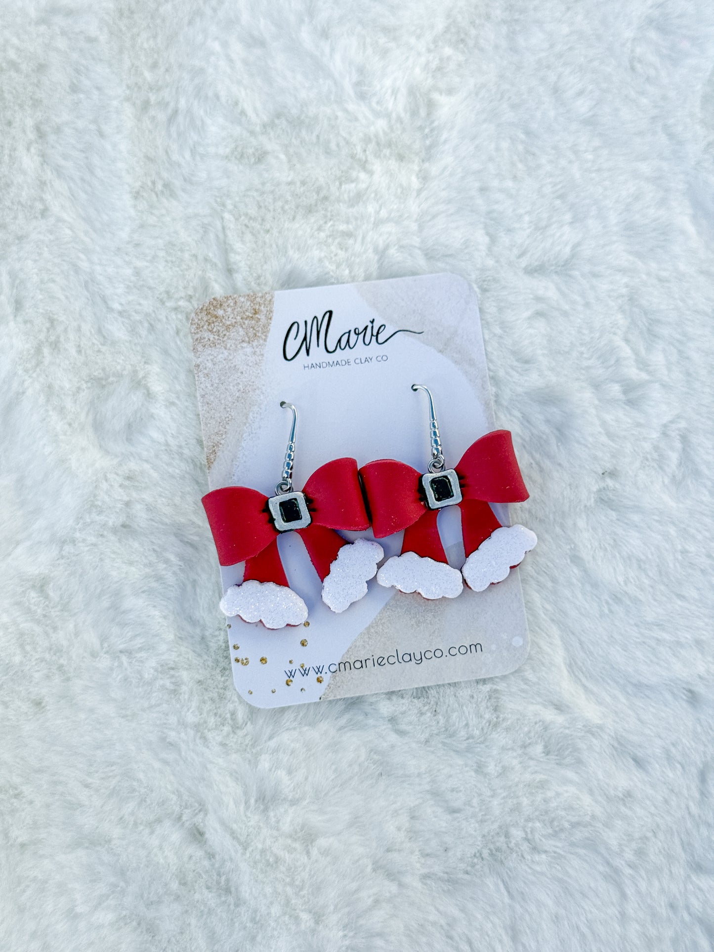 Mrs. Claus Bow Dangle Earrings