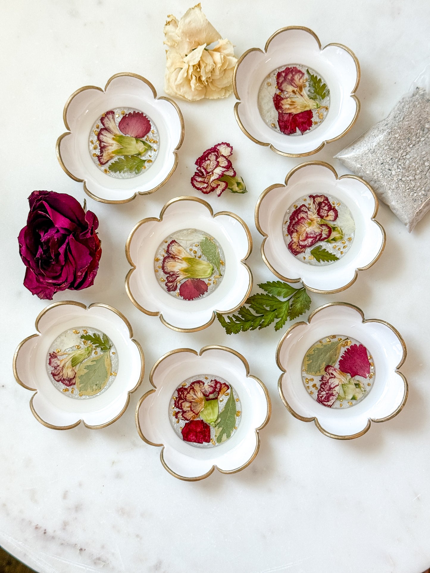 Clay and Resin Trinket Dish Flower