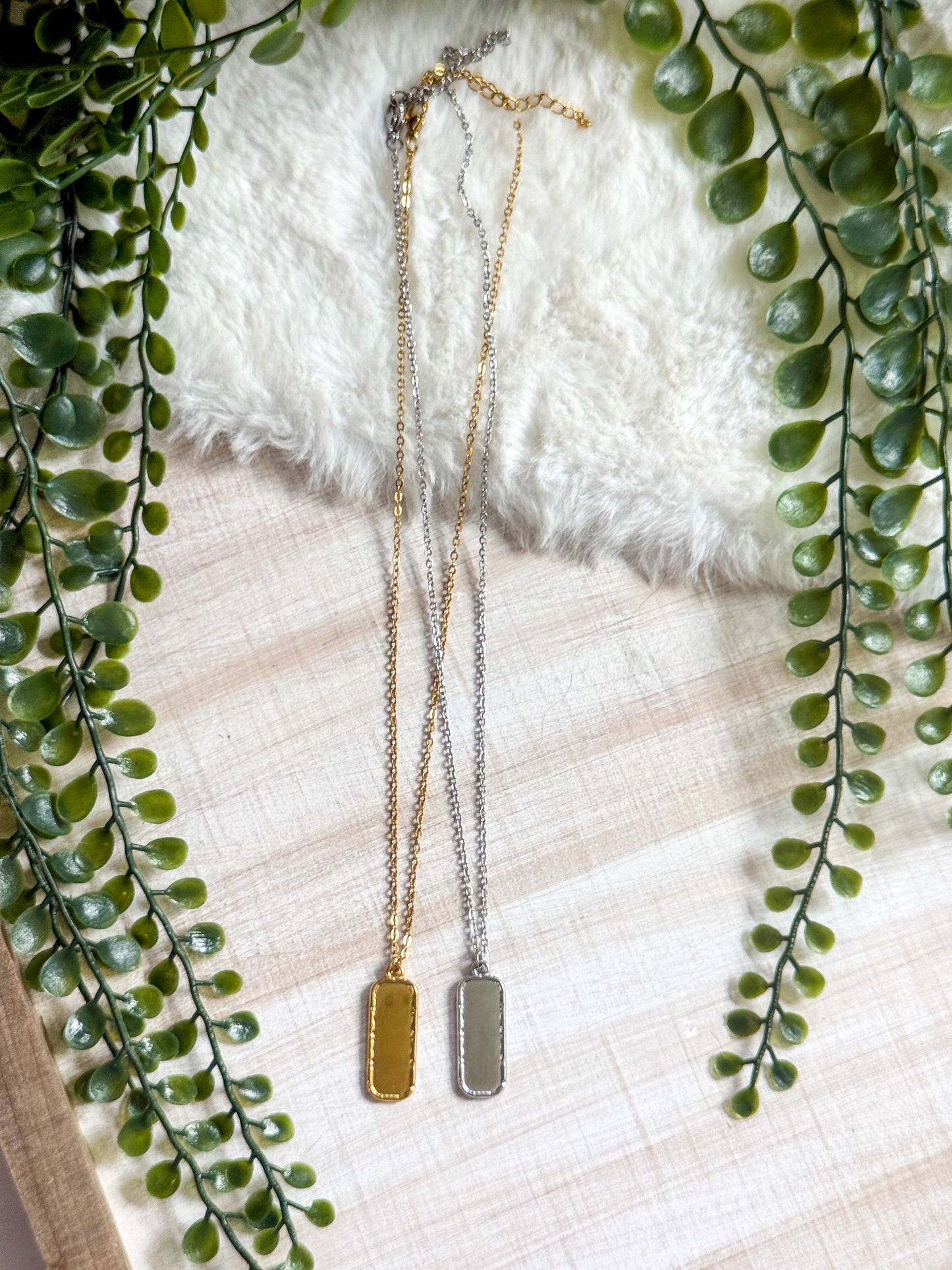 Rectangle Pendant Stainless Steel Necklace