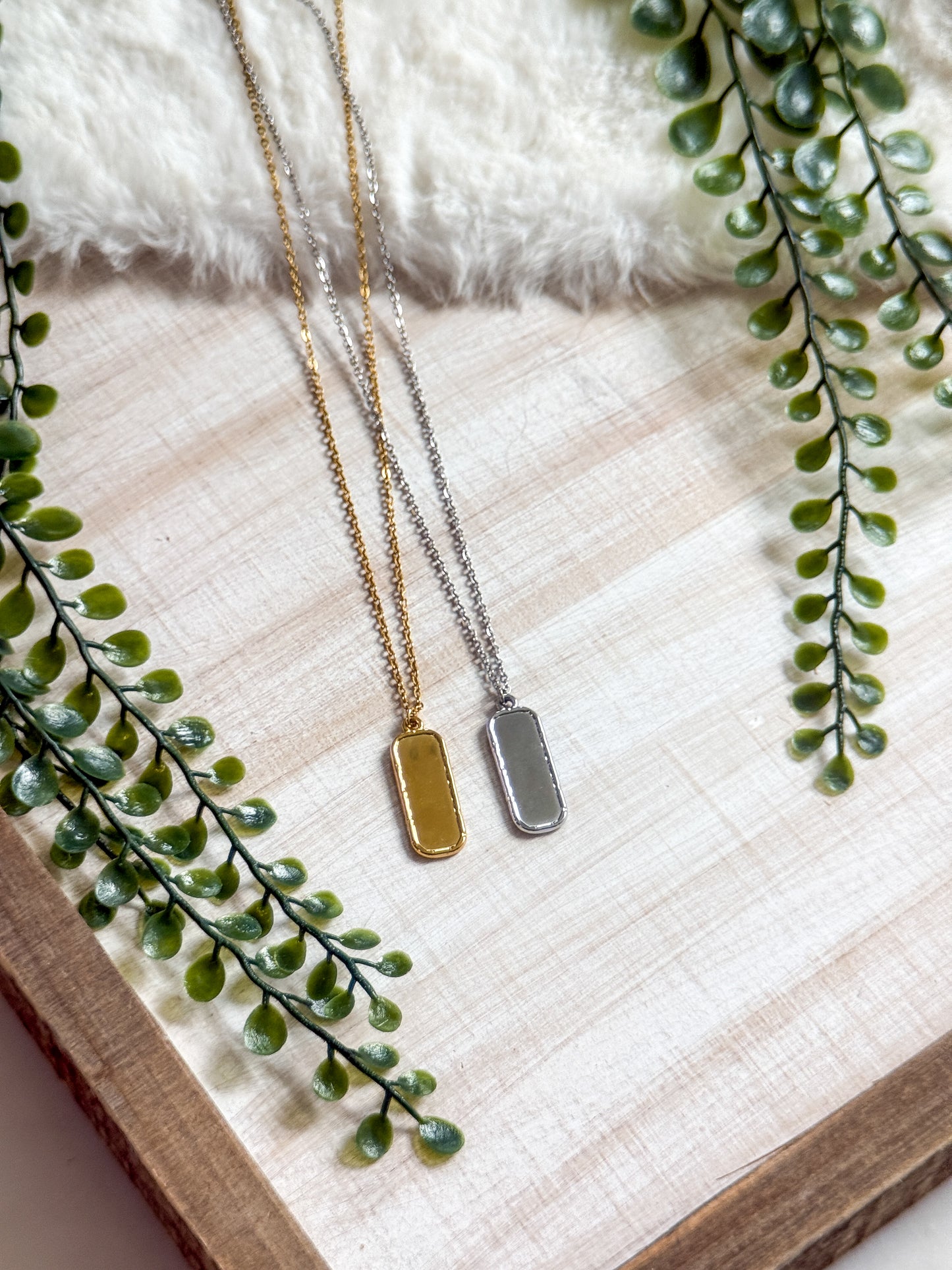 Rectangle Pendant Stainless Steel Necklace