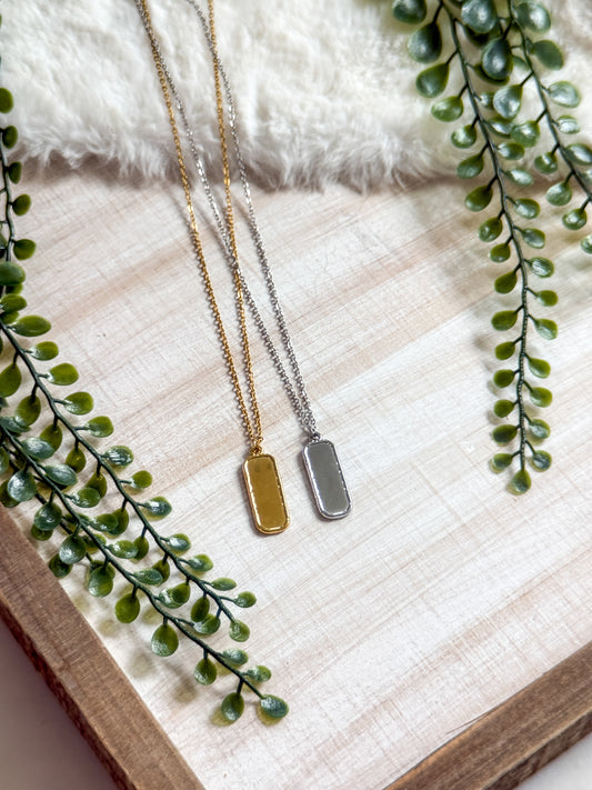 Rectangle Pendant Stainless Steel Necklace